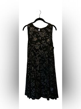 torrid Black Dress with Silver Metallic Floral Embroidery